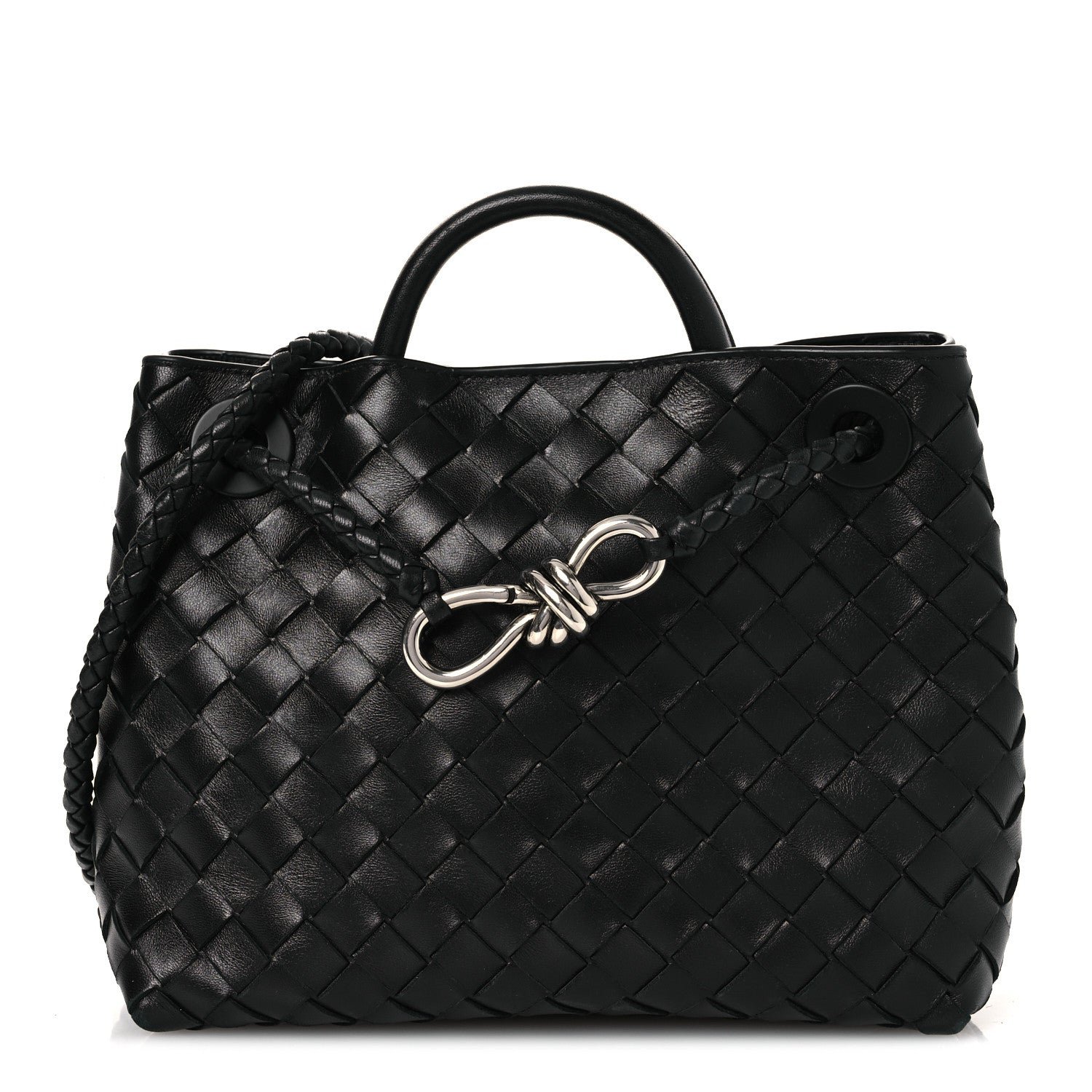 Bottega Veneta Nappa Intrecciato Mini Andiamo Shoulder Bag Black Black