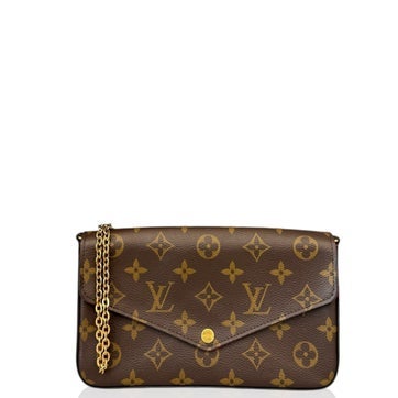 Taurillon Leather Pochette Felicie Chain Wallet Brown
