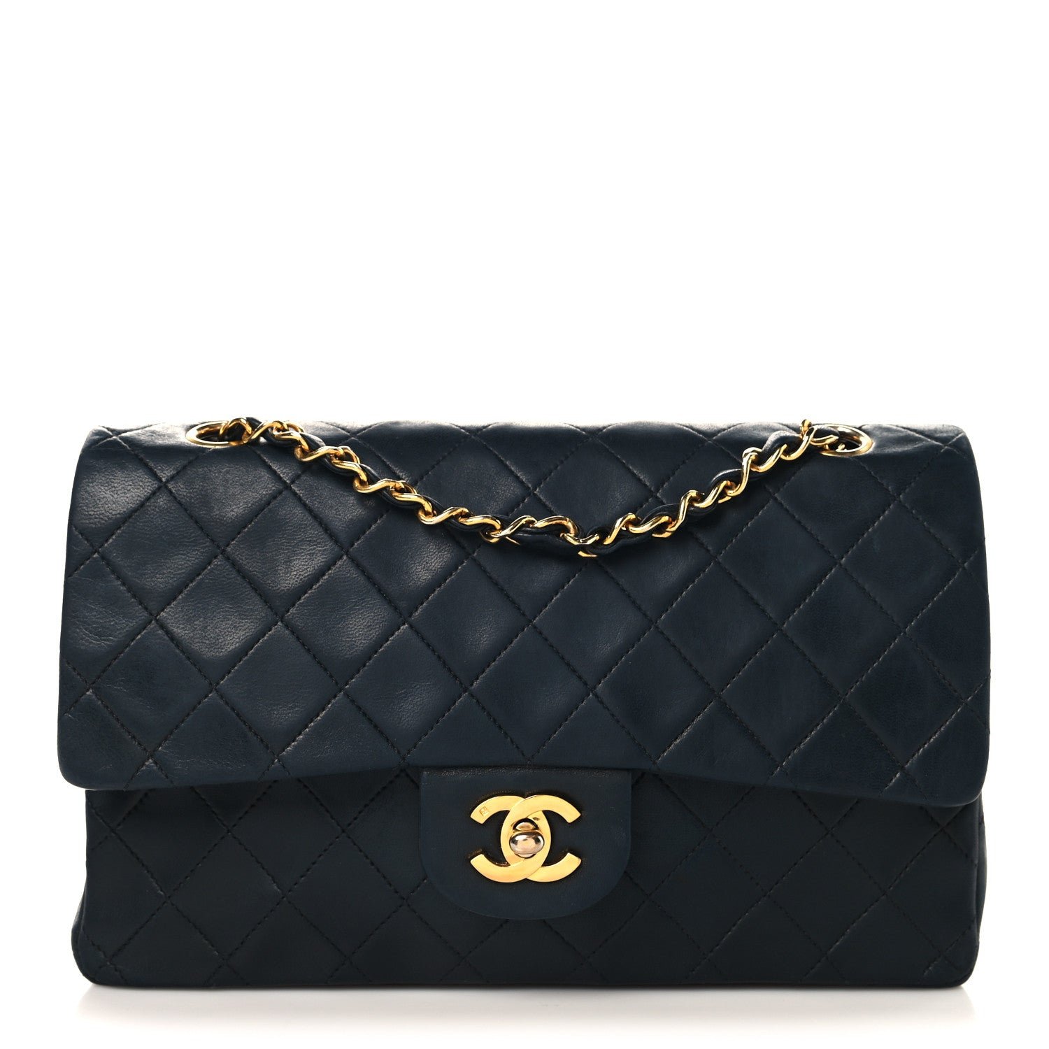 Chanel Lambskin Quilted Medium Double Flap Navy