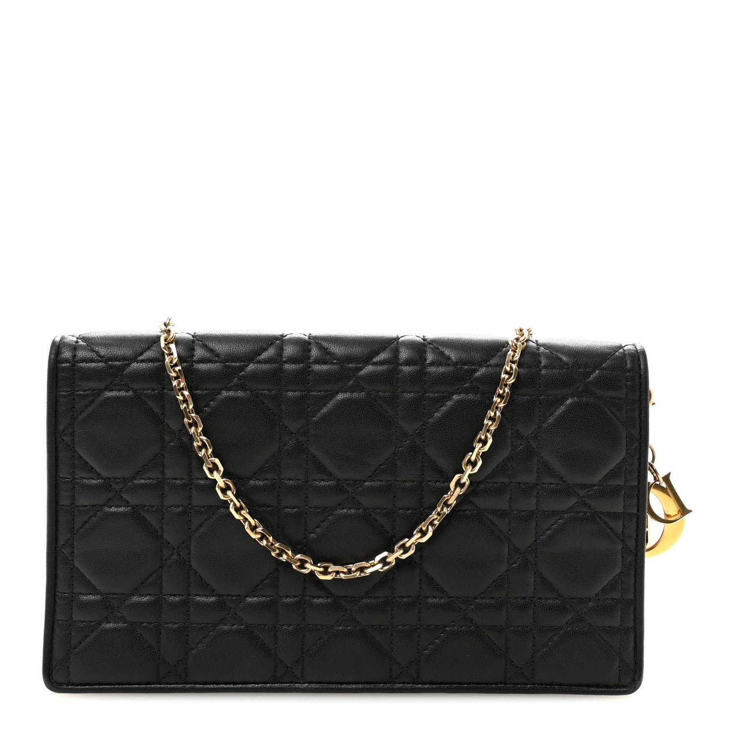 Christian Dior Lambskin Cannage Lady Dior Pouch Black