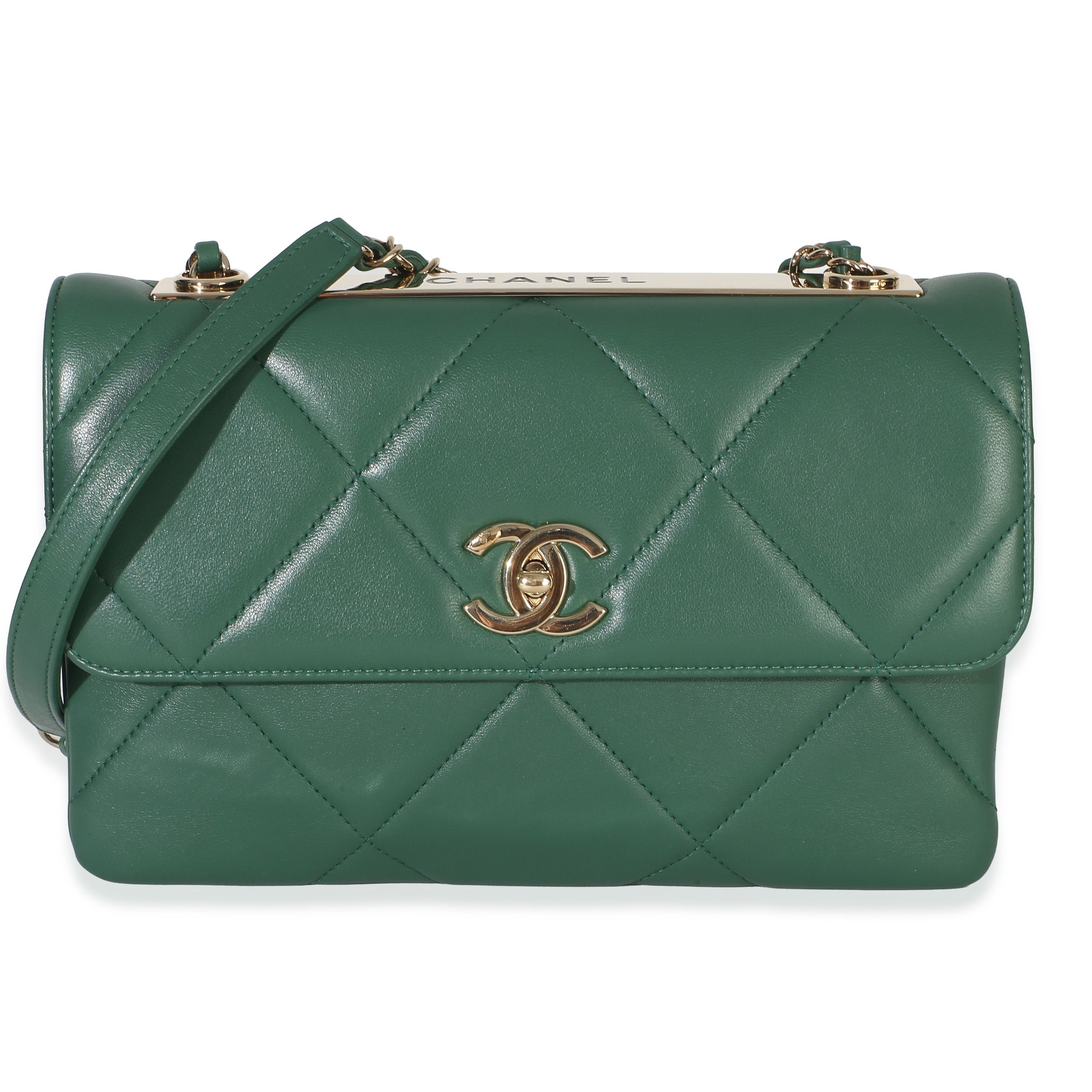Green Quilted Lambskin Small Trendy Flap Bag