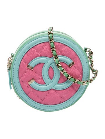 Caviar Filigree Round Clutch w/ Chain