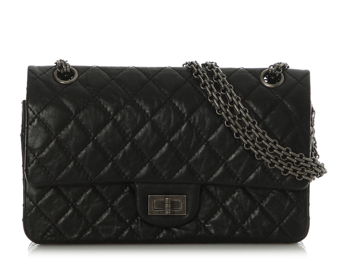 Chanel Black Quilted Distressed Calfskin Reissue 225