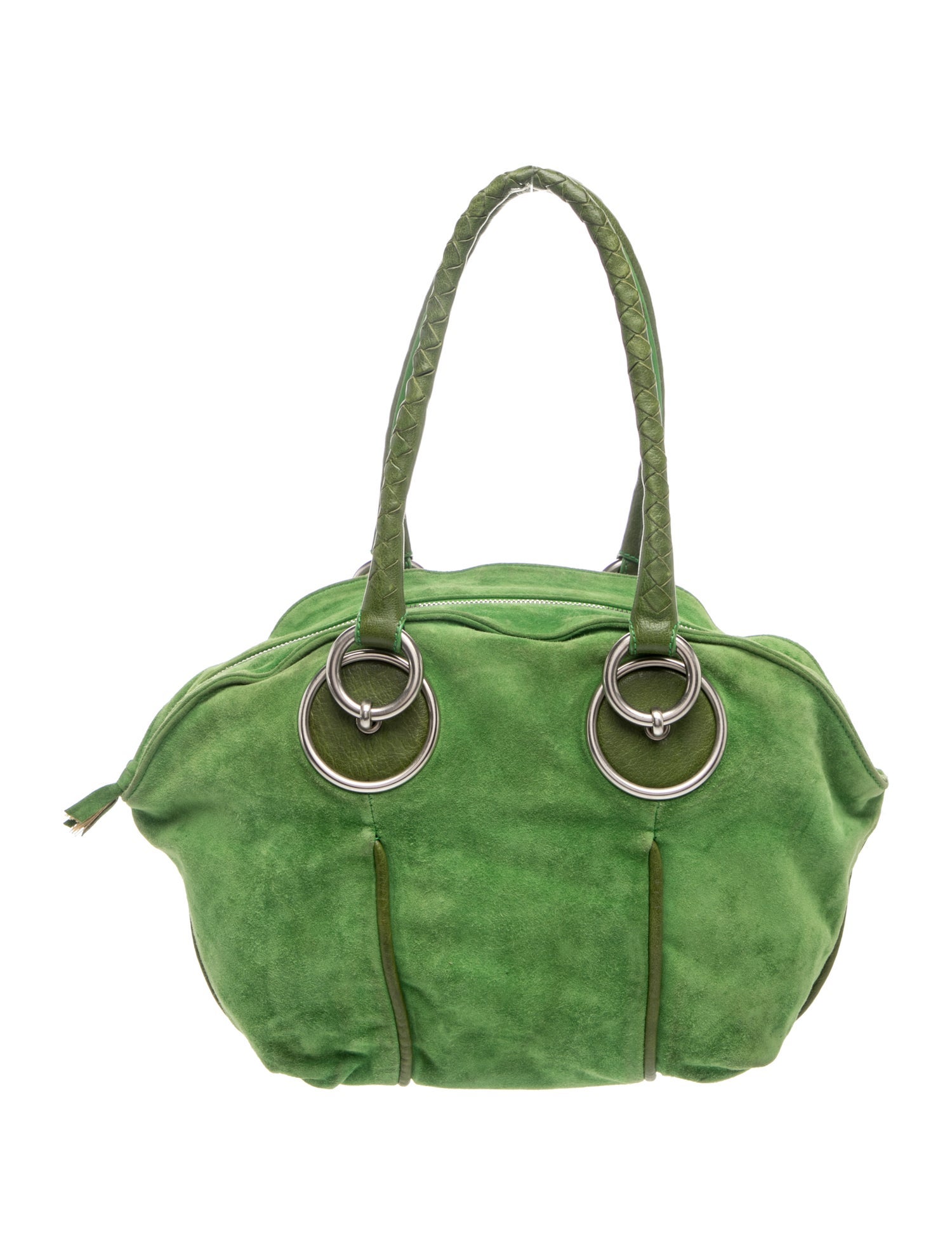 Intrecciato Leather & Suede Handbag Medium Vintage
