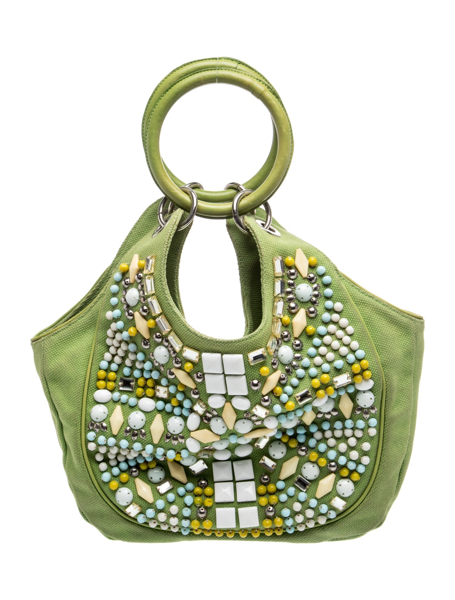 Canvas Beaded "Bracelet" Hobo Bag Medium, Medium
