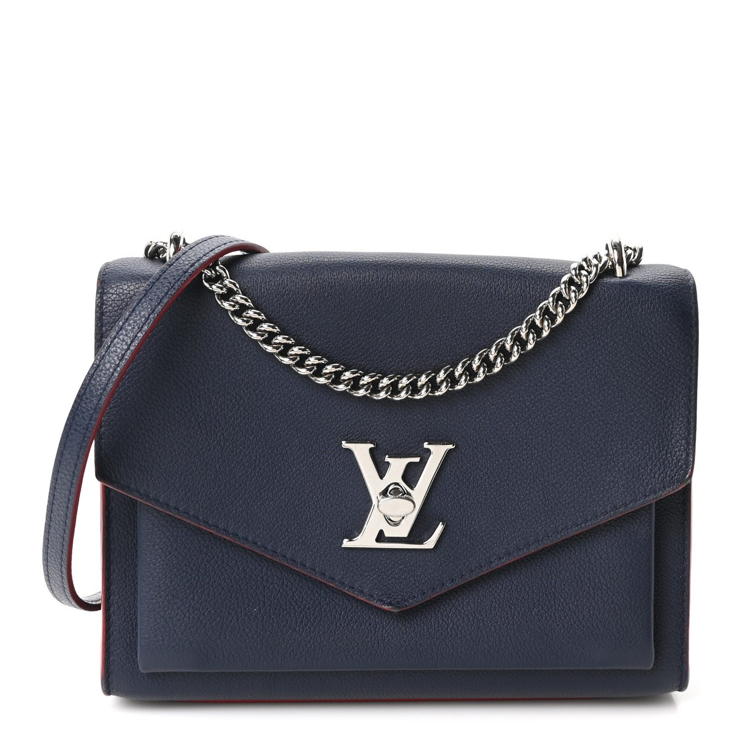Louis Vuitton Soft Calfskin My Lockme Chain Bag BB Marine Rouge