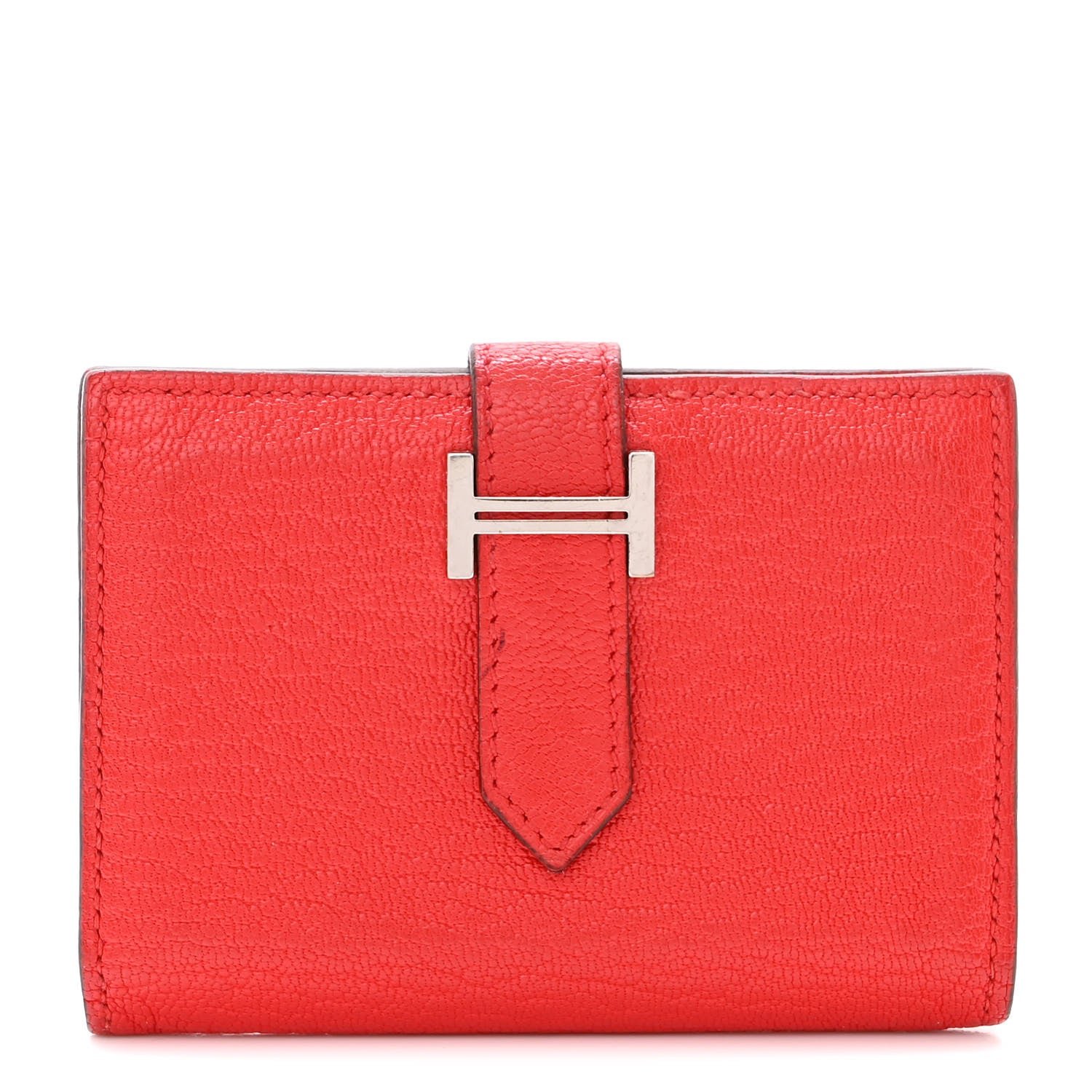 Hermes Chevre Mysore Bearn Card Holder Wallet Rouge de Coeur