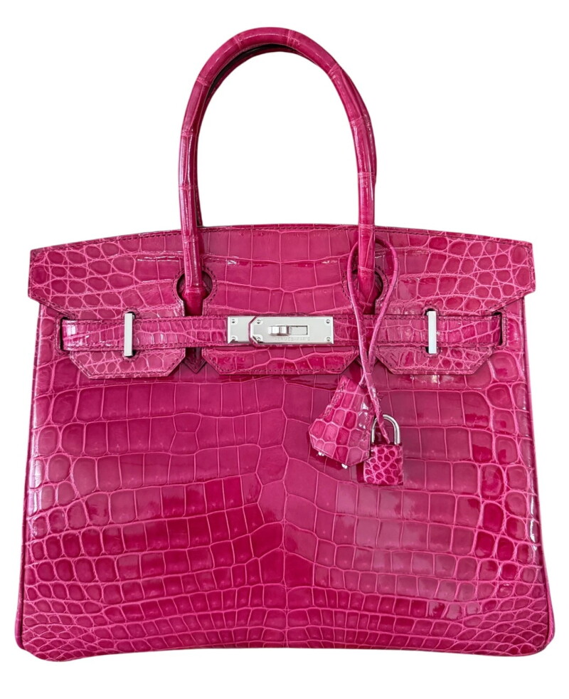 Rose Tyrien Pink Niloticus Crocodile Birkin 30 Palladium Hardware, 2014