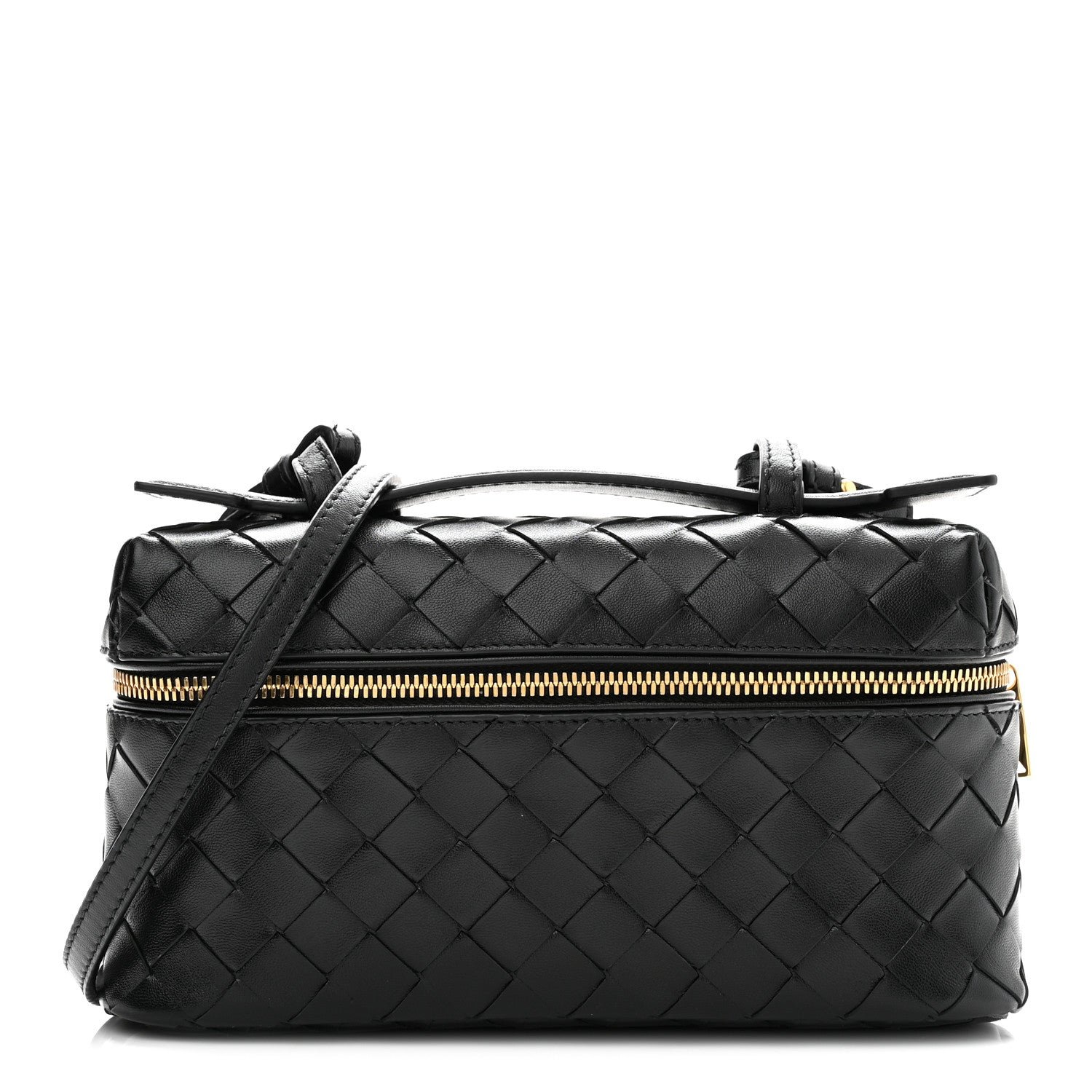 Bottega Veneta Calfskin Intrecciato Bang Bang Vanity Case Black