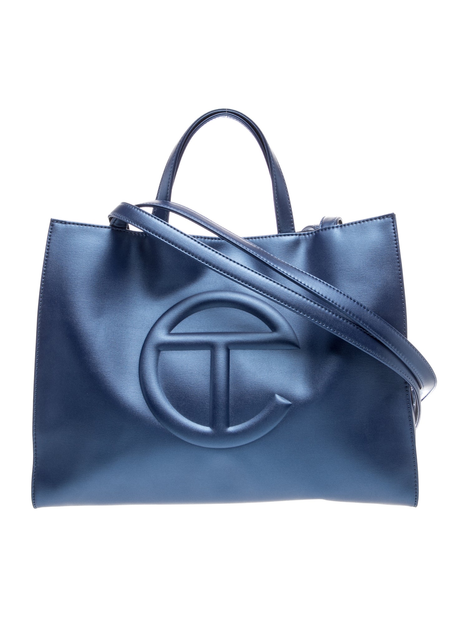 Vegan Leather Medium Cobalt Shopping Bag Medium