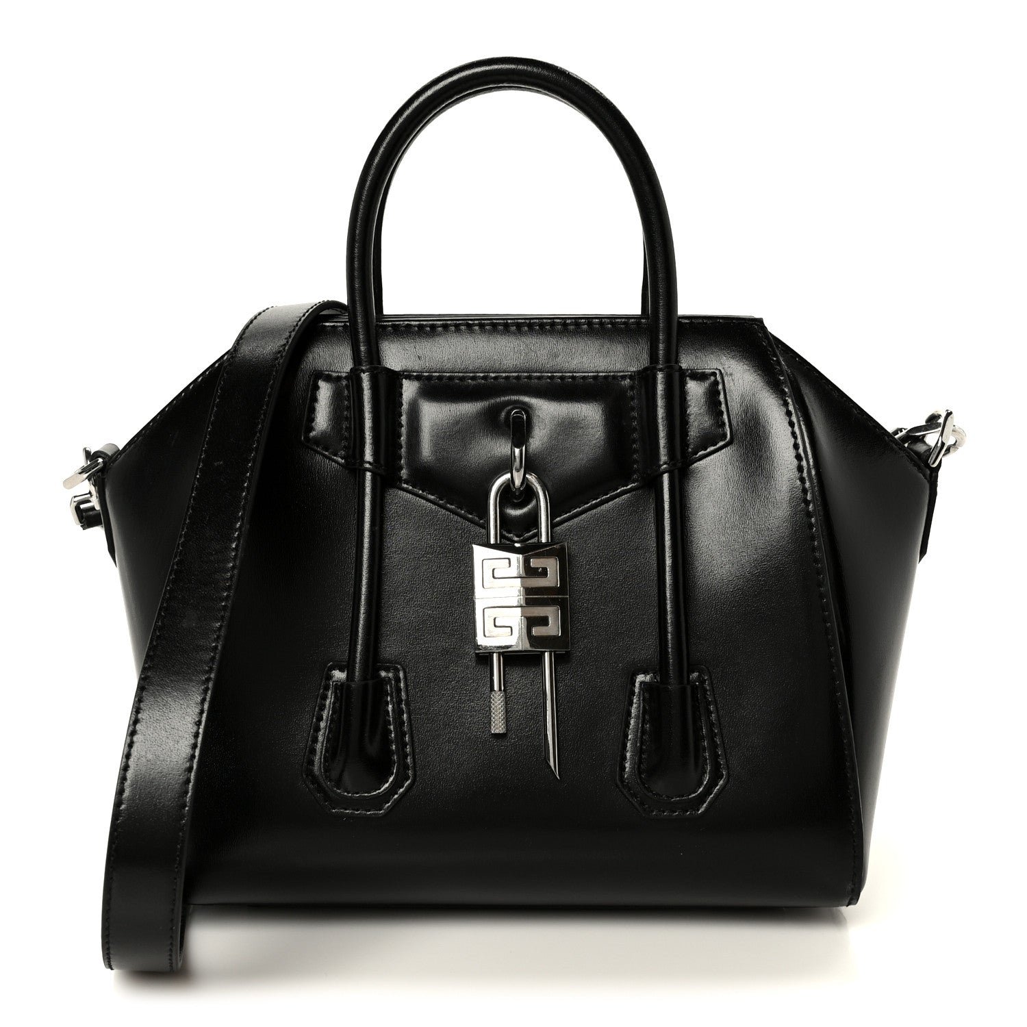Givenchy Box Calfskin Small Lock Antigona Shoulder Bag Black