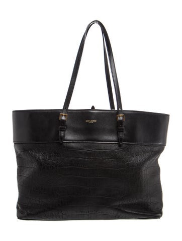 Embossed Leather Medium Shopper Tote