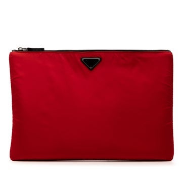 Nylon Tessuto Soft Zip Clutch