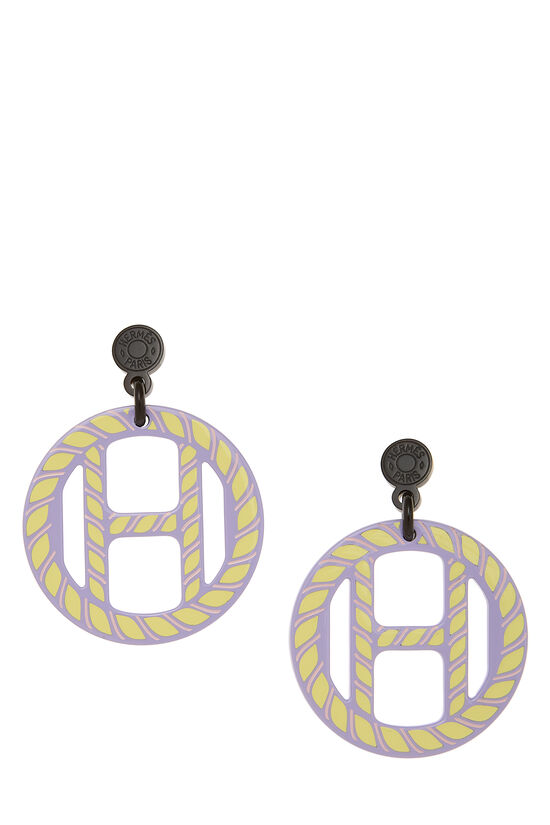 Hermes Multicolor Acrylic Horn H Equipe Earrings