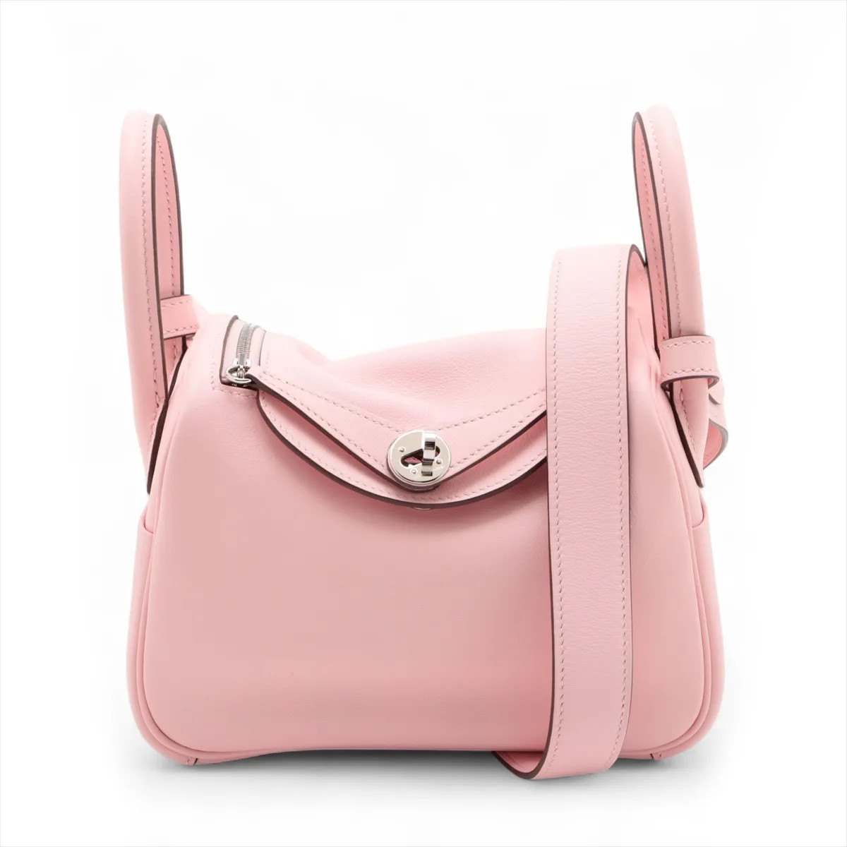 Hermès Lindy mini 20 Veau Swift Rose Sakura Silver Metal Fittings
