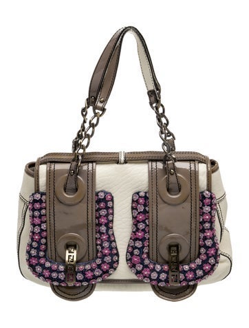 Leather Limited Edition White Leather Ricami Floral Embroidered B Bag