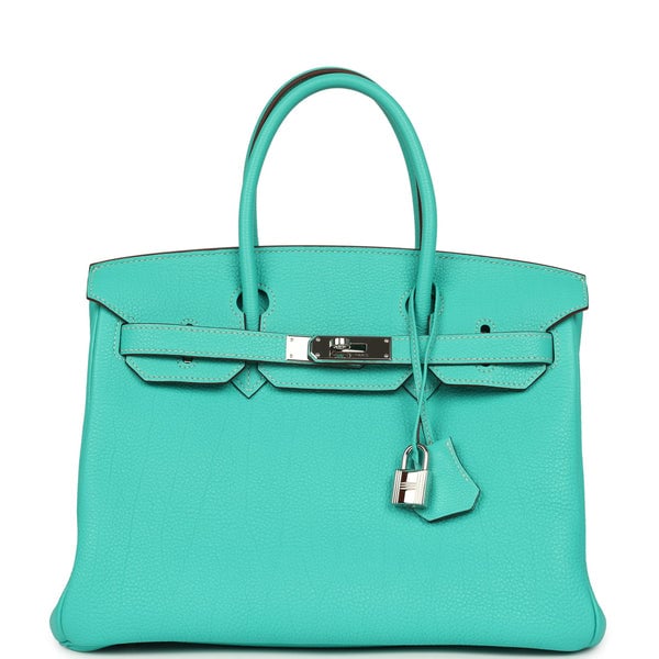 Pre-owned Hermes Birkin 30 Lagon Togo Palladium Hardware