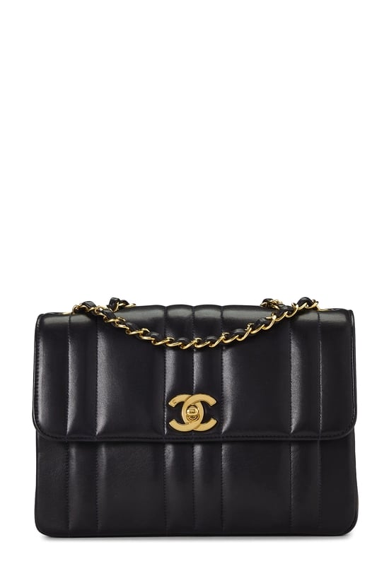 Navy Lambskin Vertical Flap Small