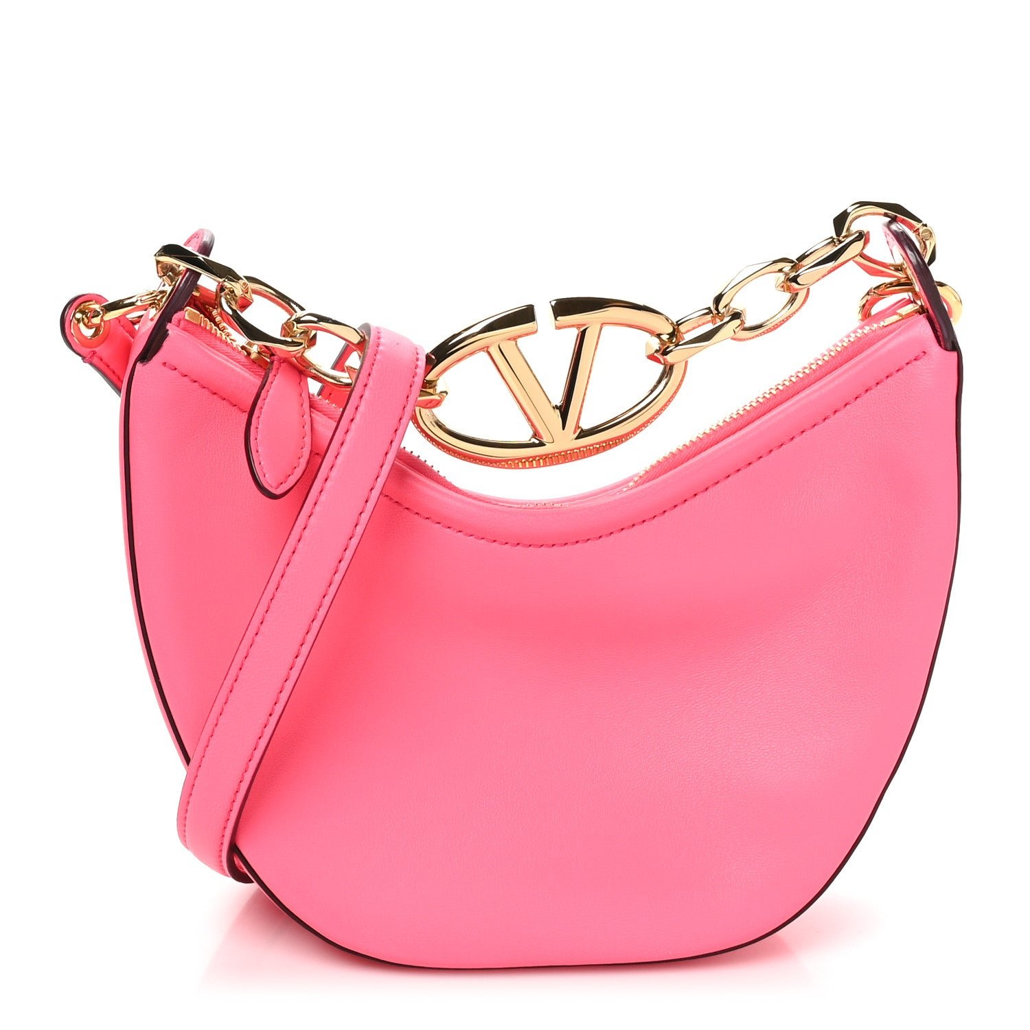 Valentino Garavani Nappa Small Vlogo Moon Hobo Bag Pink