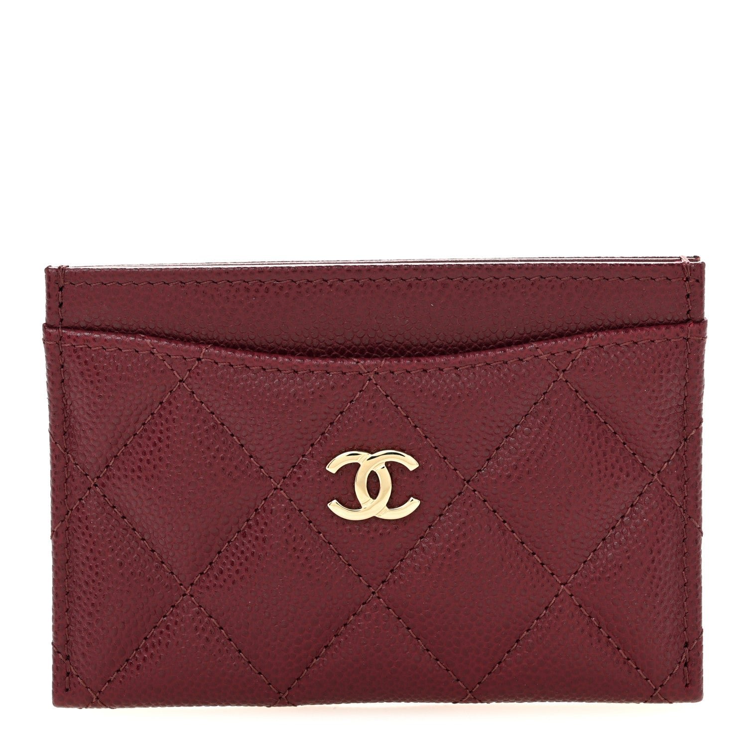 Chanel Caviar Quilted Card Holder Dark Burgundy