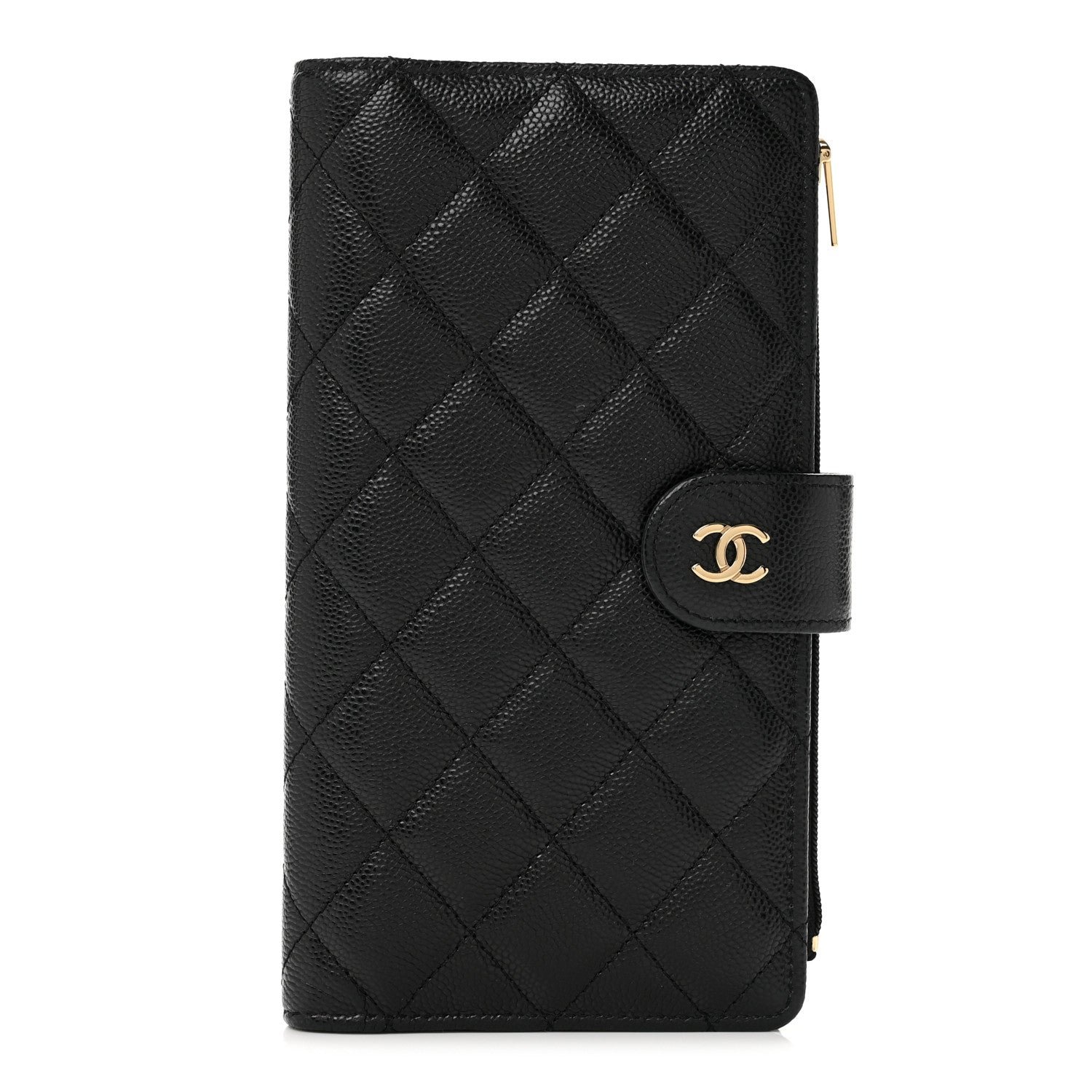 Chanel Caviar Quilted Long Zipped Wallet Black