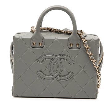 Chanel Small CC Quilted Calfskin Top Handle Convertible Vanity Case