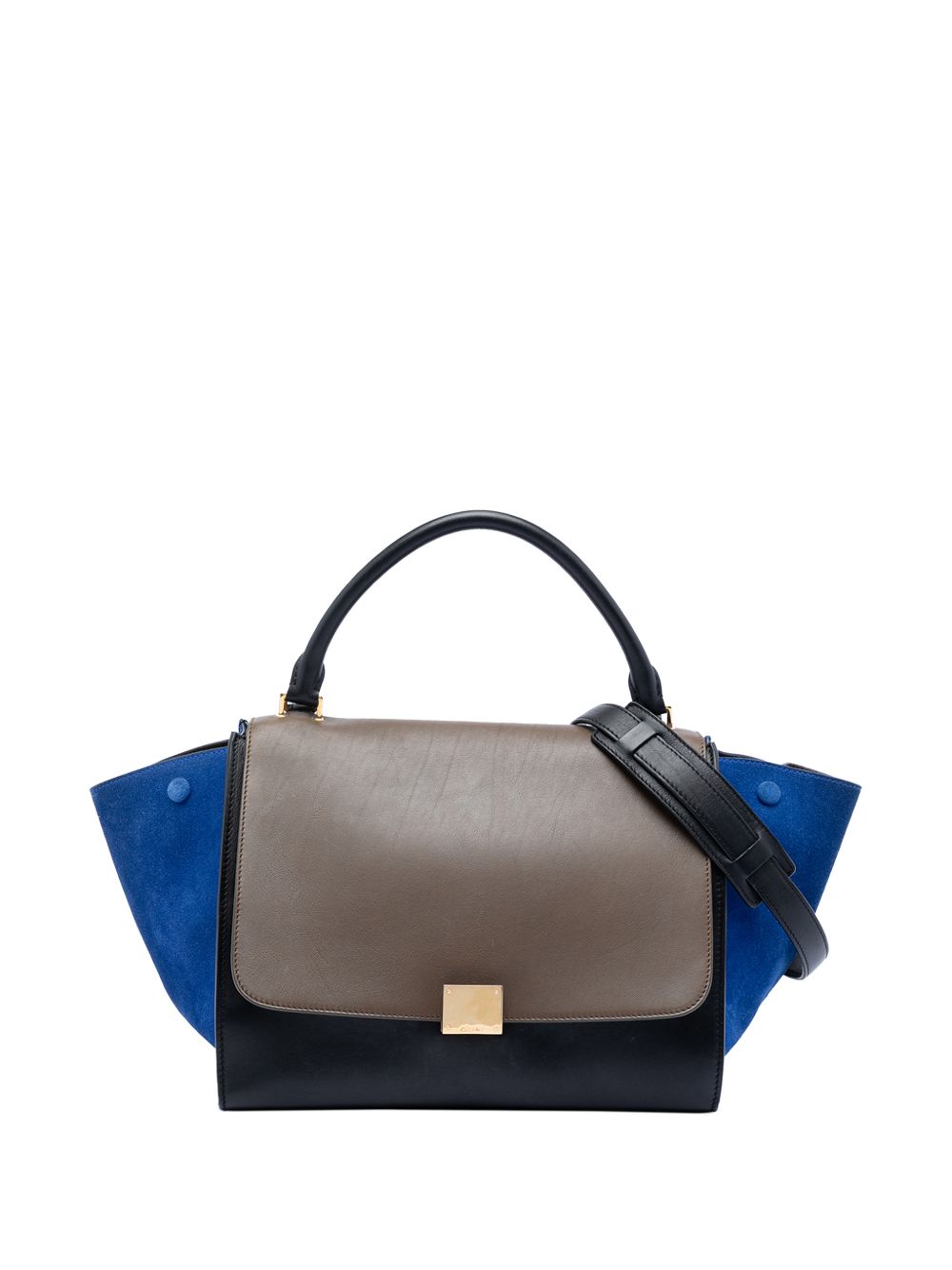 2012 Medium Tricolor Calfskin and Suede Trapeze satchel