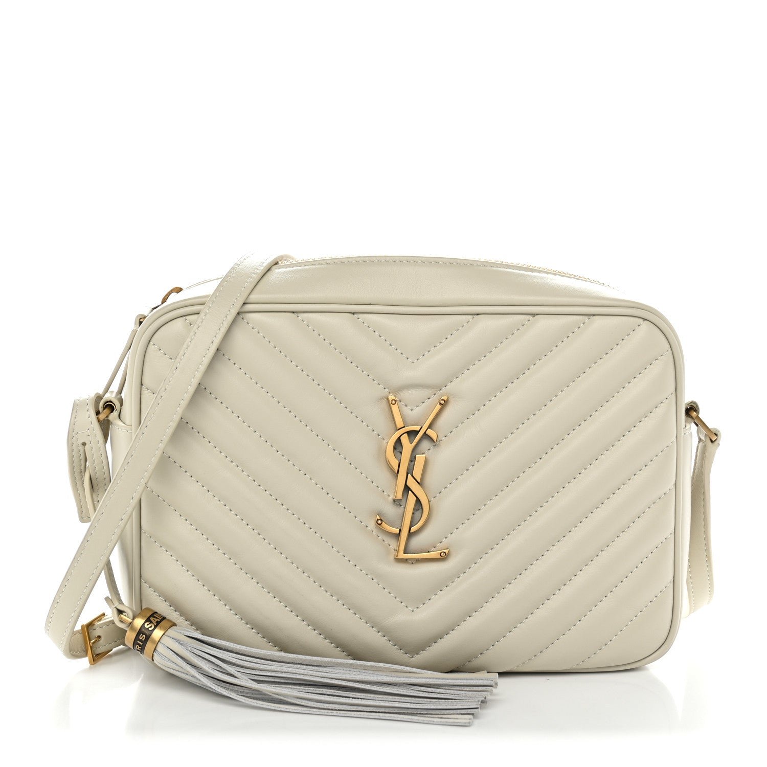 Saint Laurent Calfskin Matelasse Monogram Lou Camera Bag Blanc Vintage