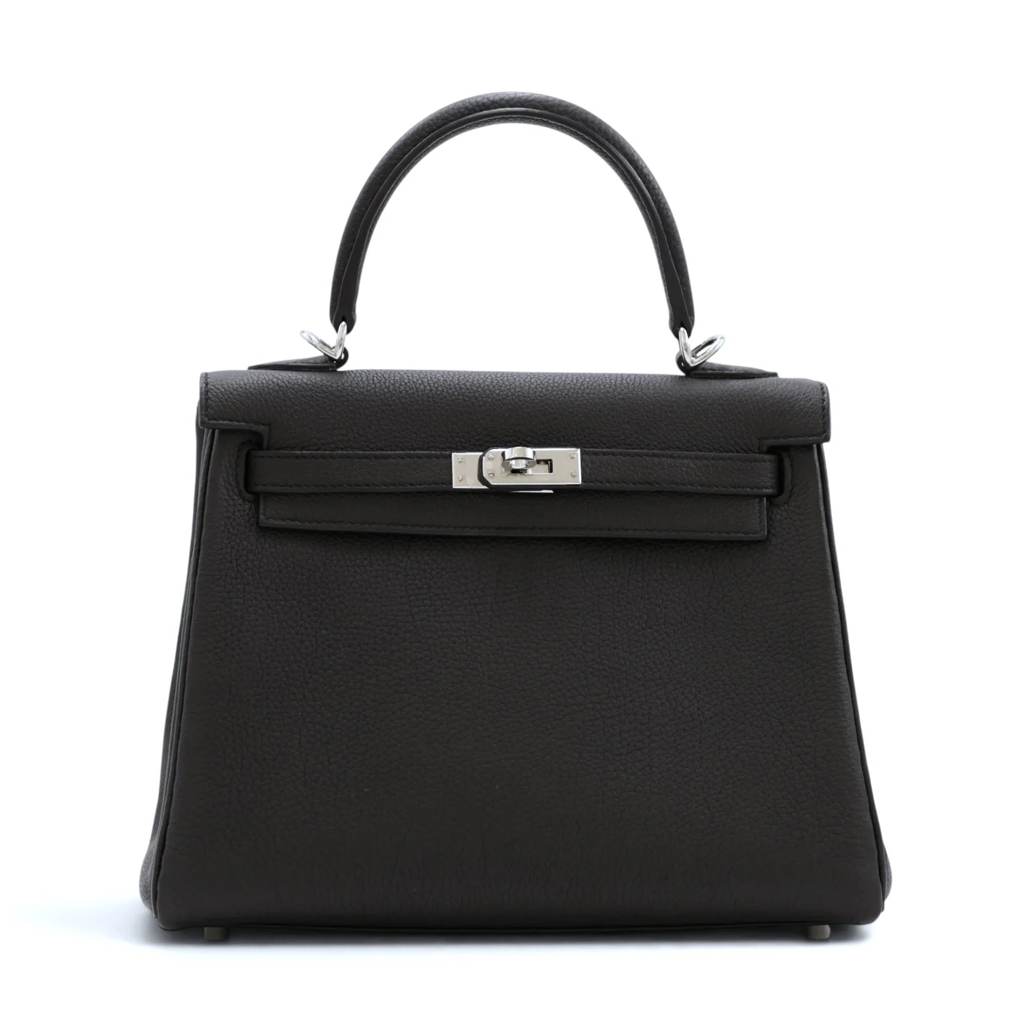 Very Good ( Rank A) HERMÈS Kelly 25 Noir (89) Togo Palladium hardware B (2023)