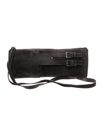 Suede Suede Buckle Wristlet