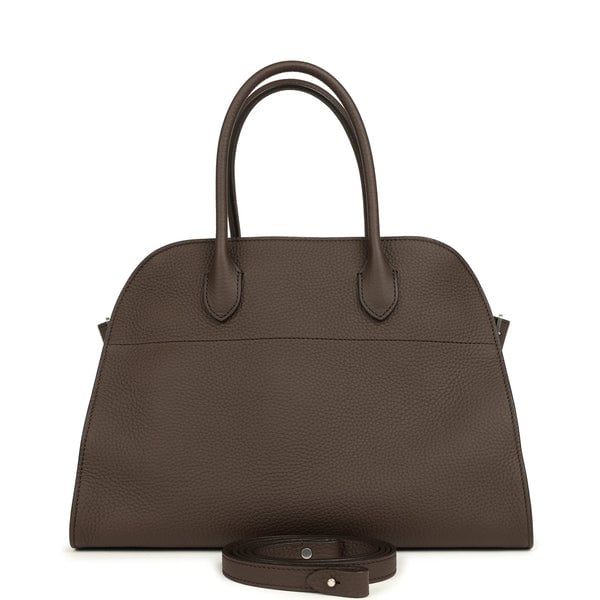 The Row The Row Soft Margaux 12 Bag Deep Brown Calfskin Silver Hardware