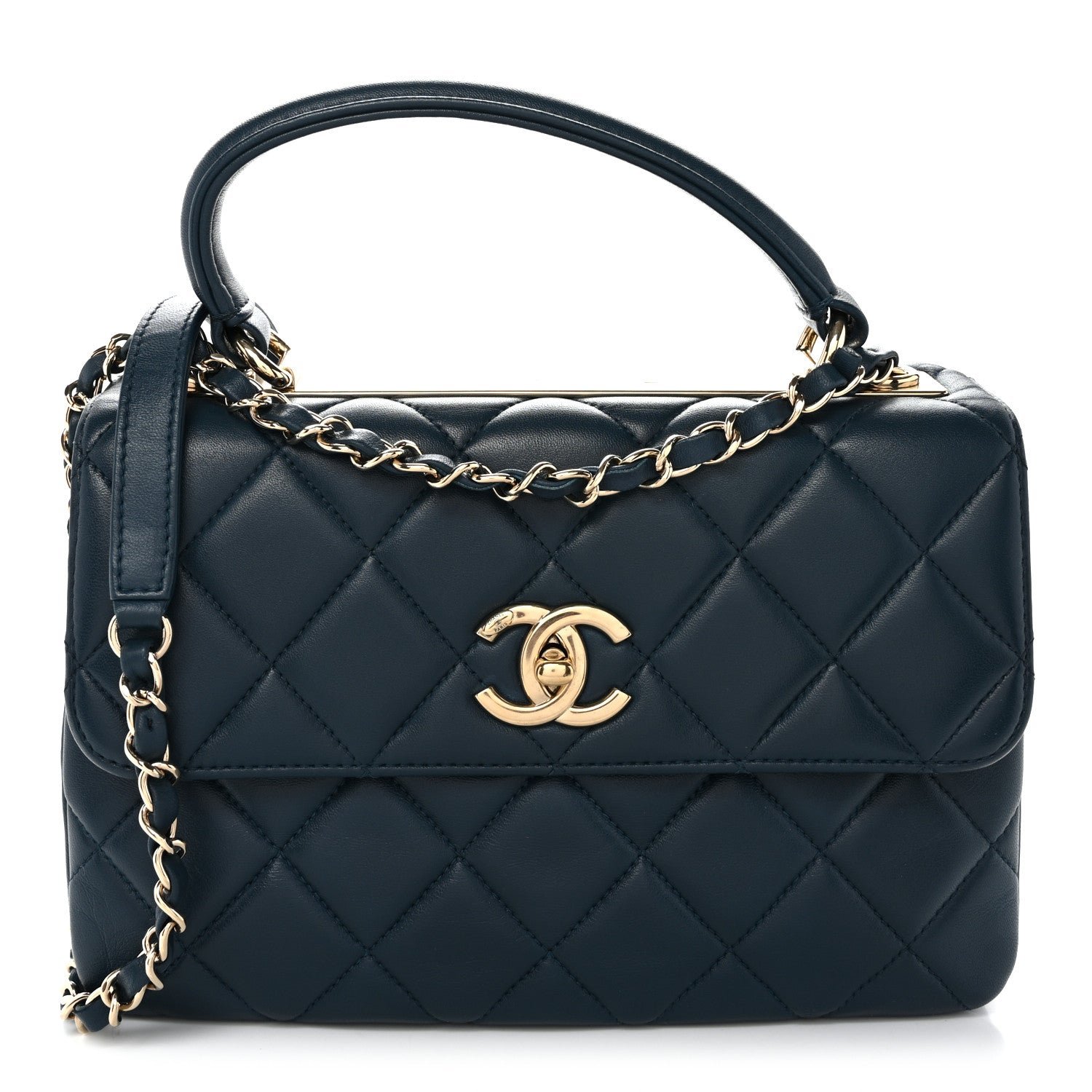 Chanel Lambskin Quilted Small Trendy CC Flap Dual Handle Bag Blue
