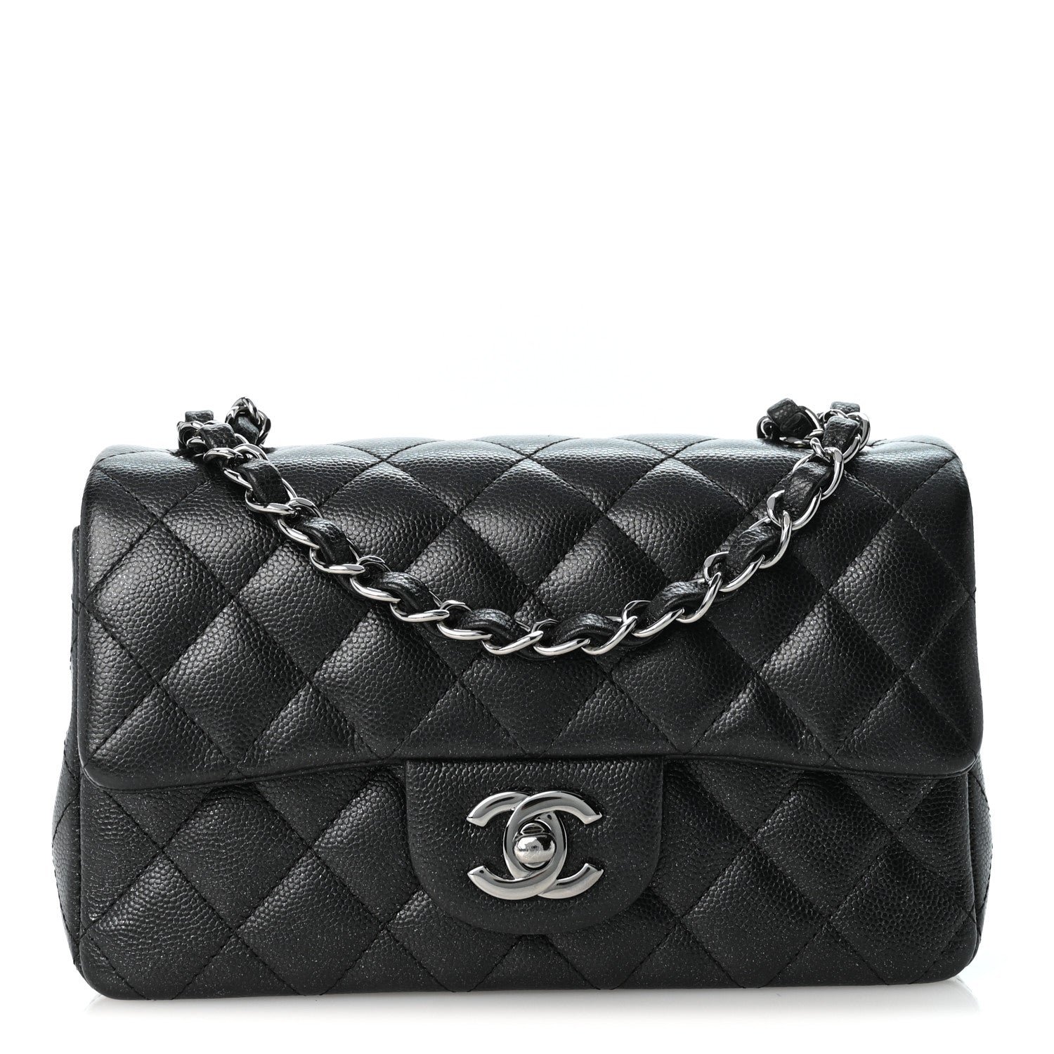 Chanel Iridescent Caviar Quilted Mini Rectangular Flap Black