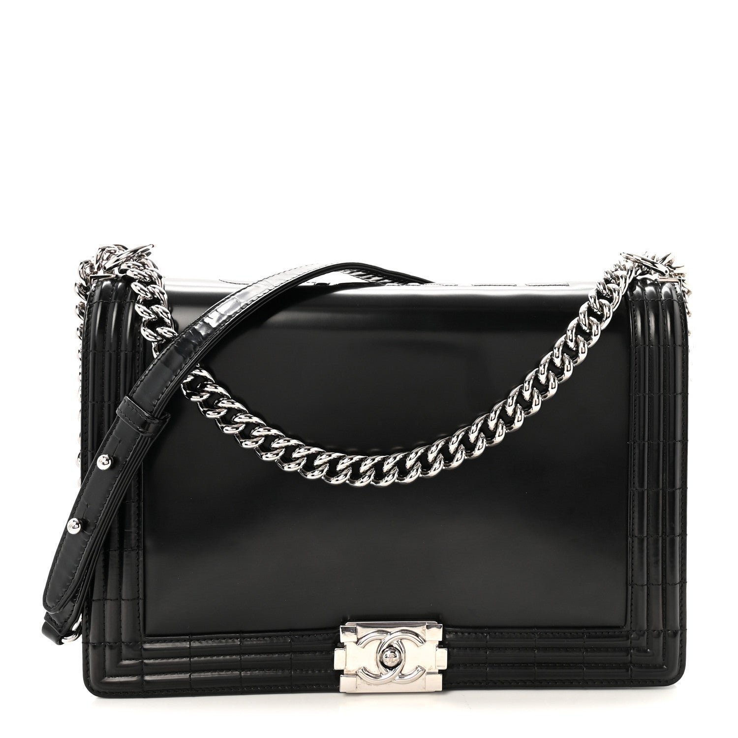 Chanel Glazed Calfskin Large Boy Flap Black