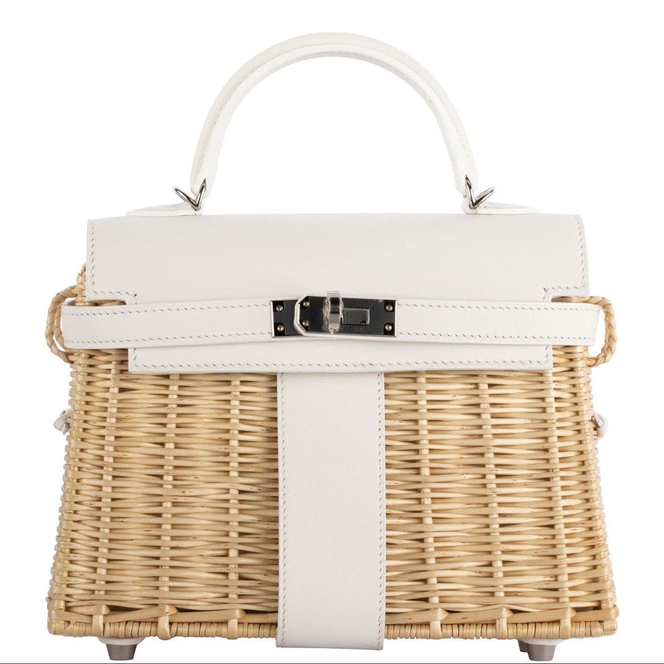 Hermes Hermès Kelly 20 Mini Picnic White, Swift & Osier Wicker Palladium Hardware