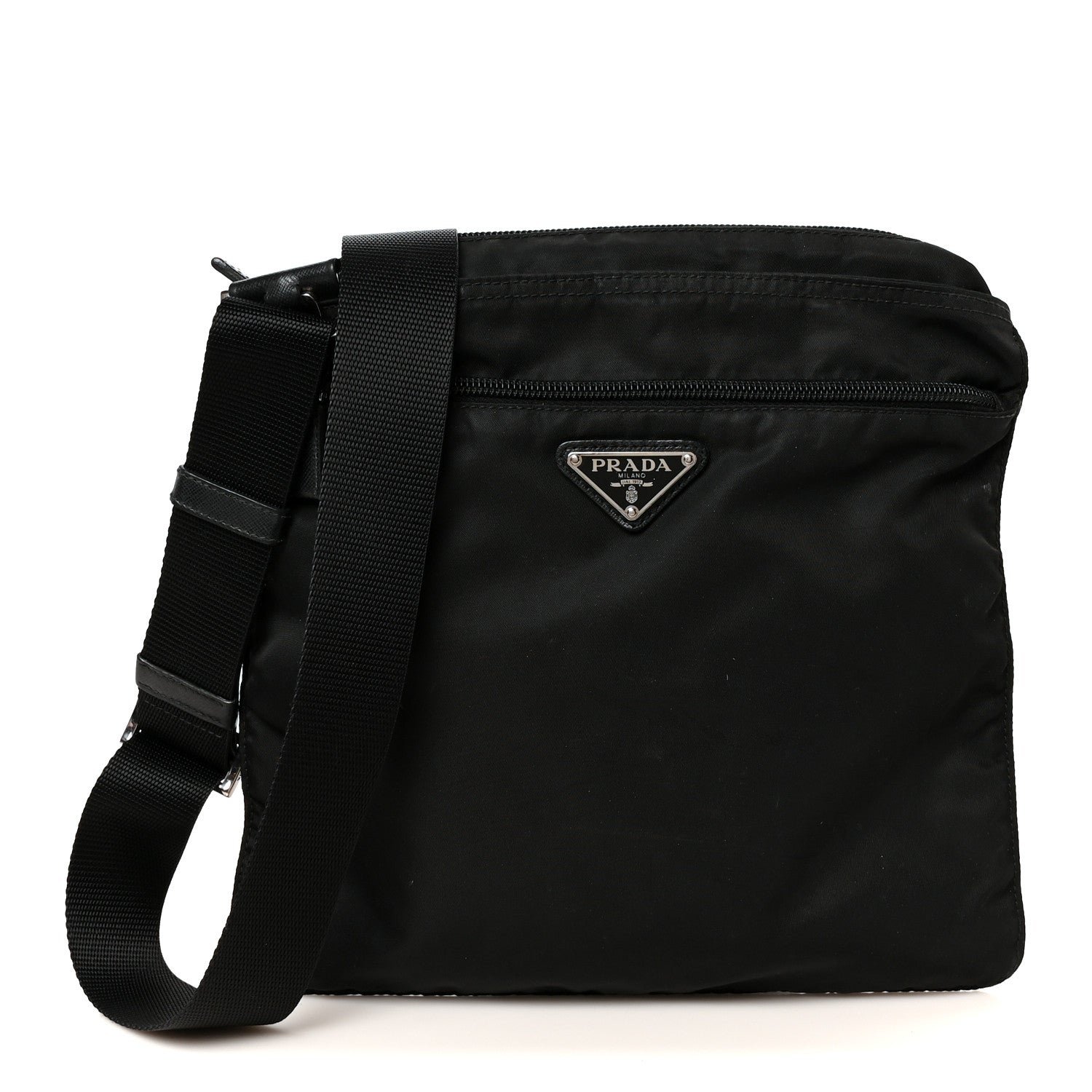 Prada Nylon Vela Flat Messenger Bag Black