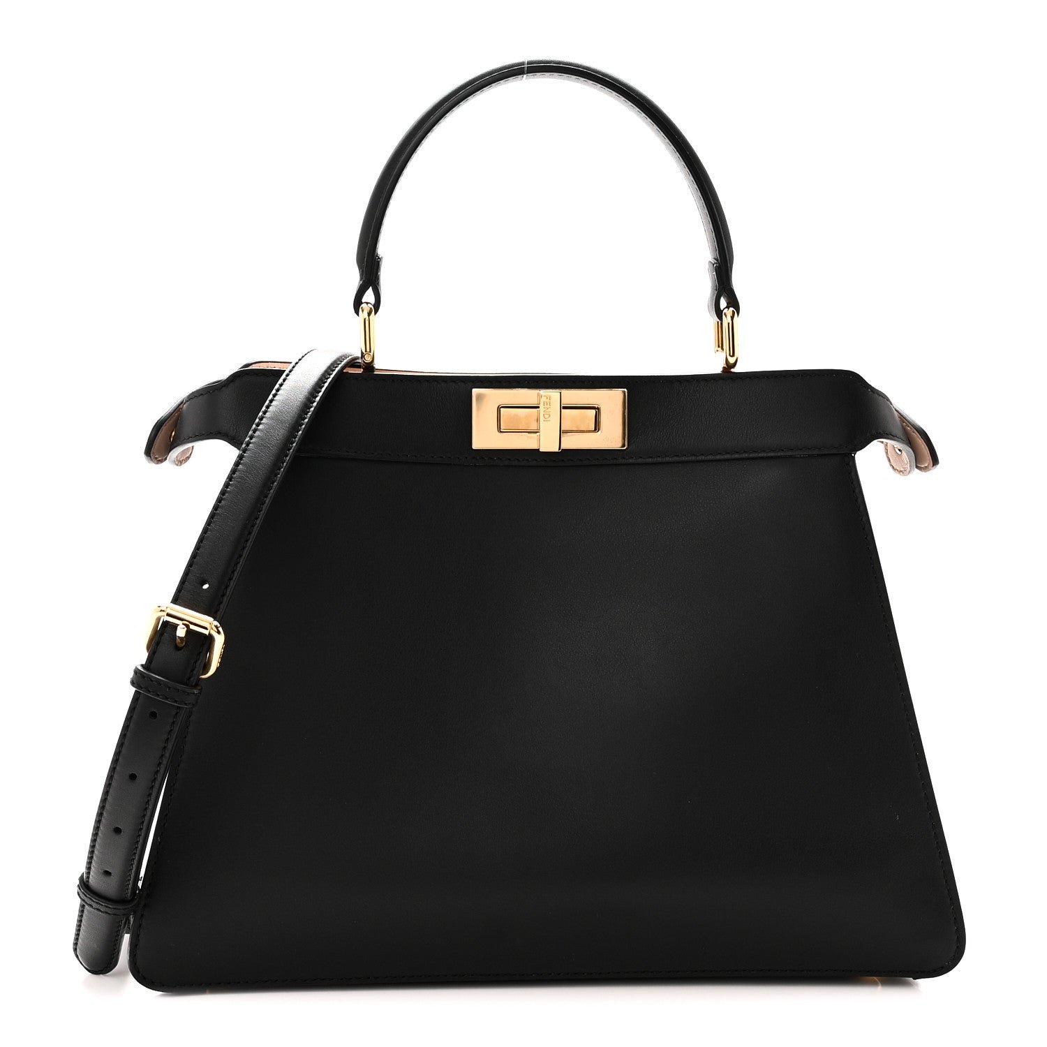 Vitello Seta Shiny Nappa Medium Peekaboo I SEE U Satchel Black Light Rose