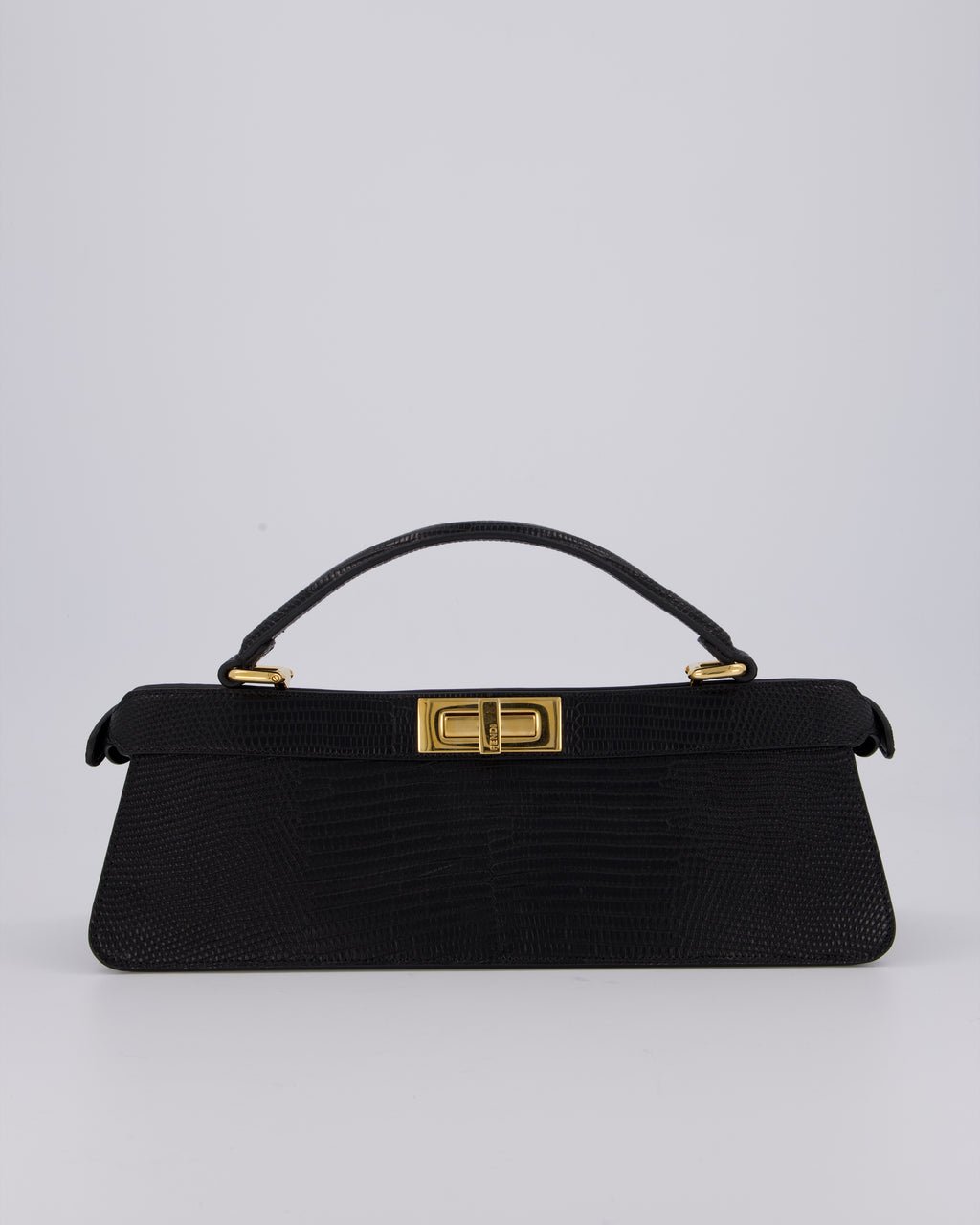 Fendi Black Long Lizard Peakaboo Iseeu Bag With Gold Hardware
