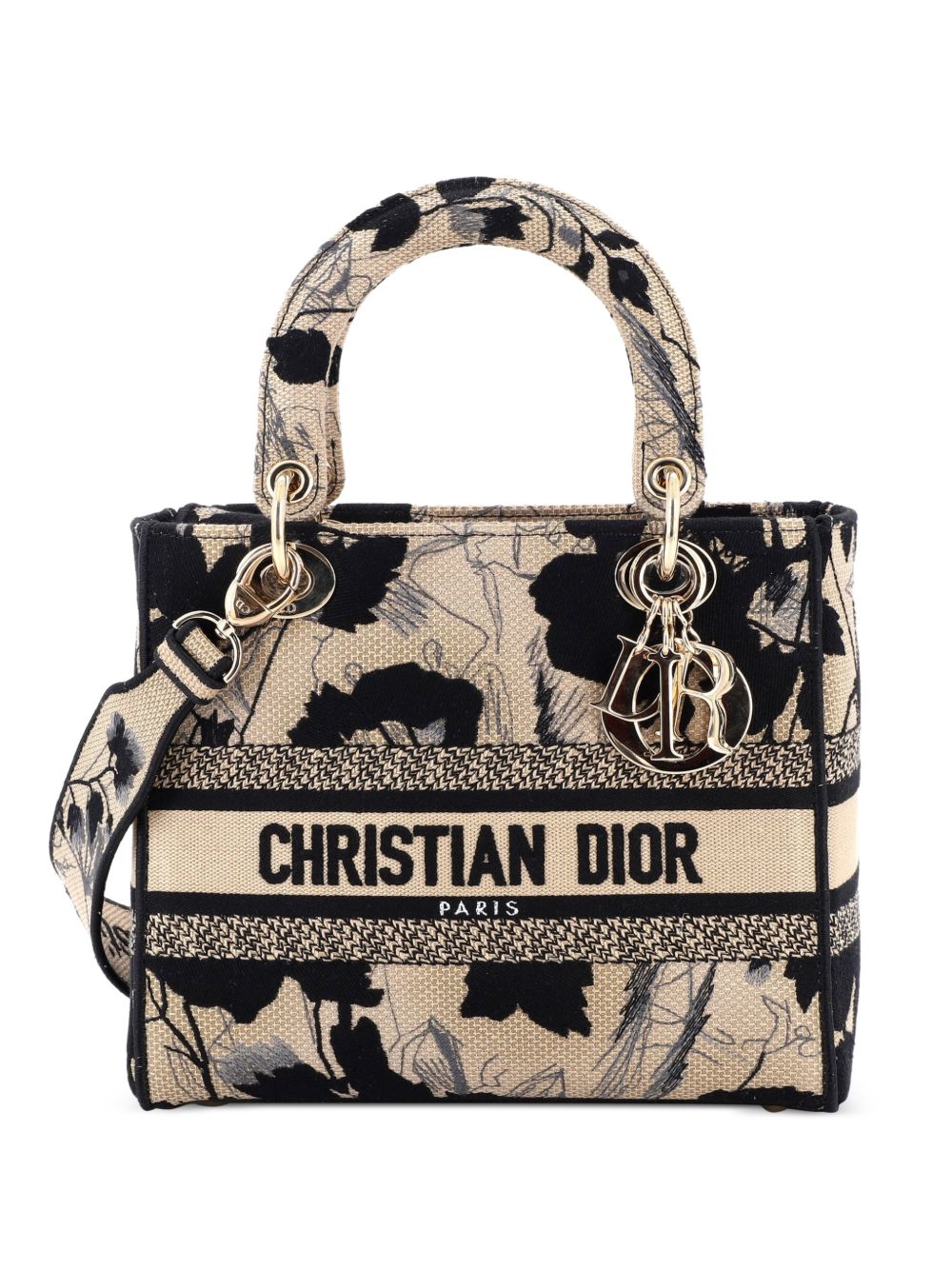 Lady D-Lite Bag Embroidered Canvas Medium satchel