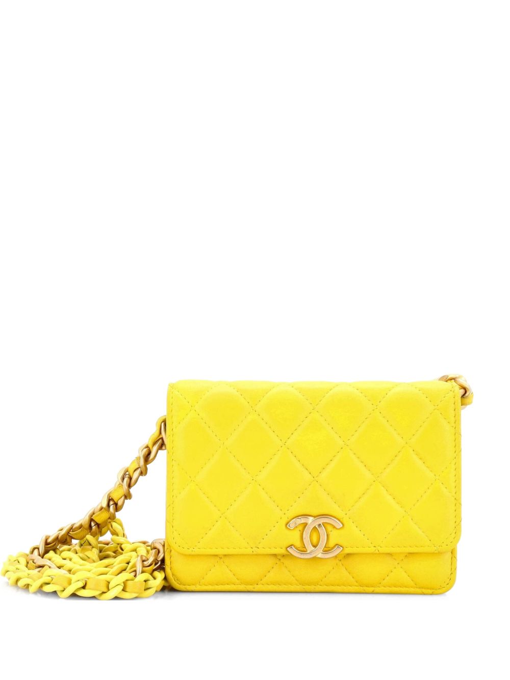 Lacquered Metal CC Wallet on Chain Quilted Lambskin Mini crossbody bag