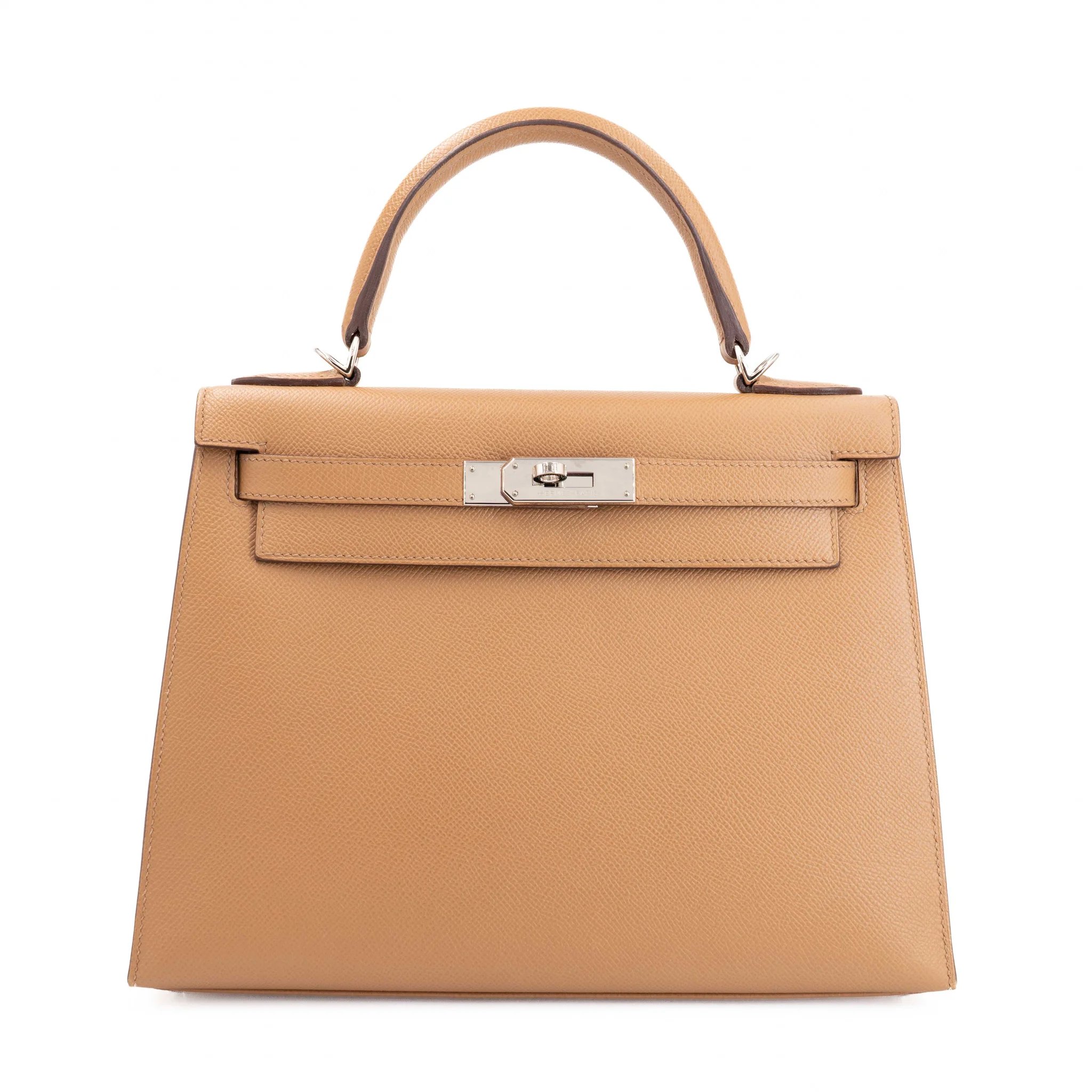 Very Good ( Rank A) HERMÈS Kelly 28 Sellier Verso Biscuit (4B) Mauve Sylvestre (X9) Epsom Palladium hardware U (2022)