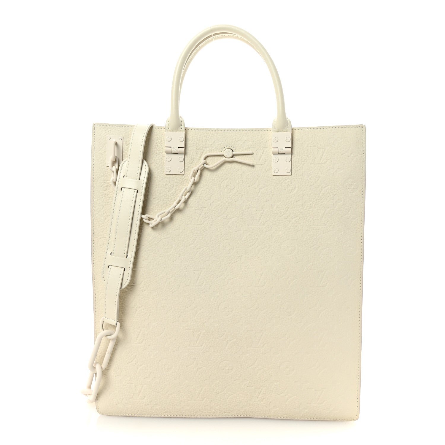 Louis Vuitton Taurillon Monogram Sac Plat Powder White