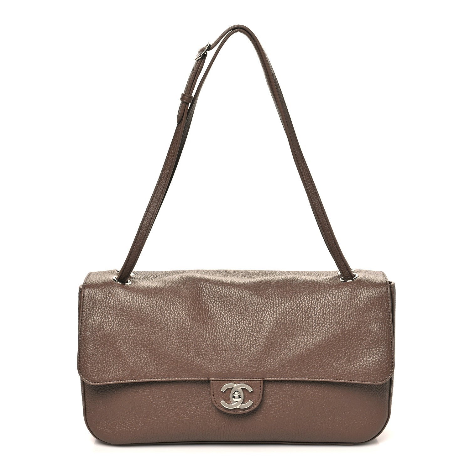 Grained Calfskin Small Souplissimo Maxi Flap Light Brown