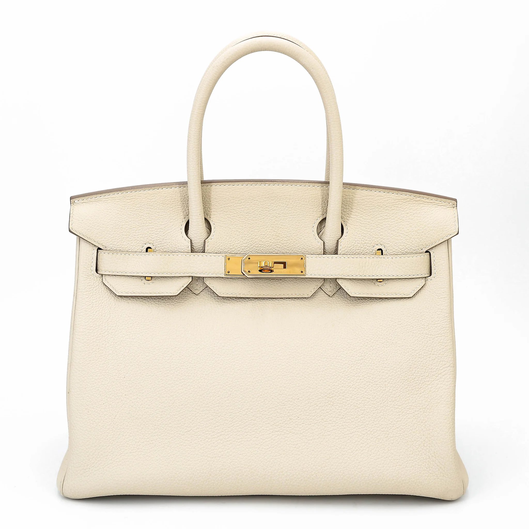 Very Good ( Rank A) HERMÈS Birkin 30 Craie (10) Togo Gold hardware X (2016)