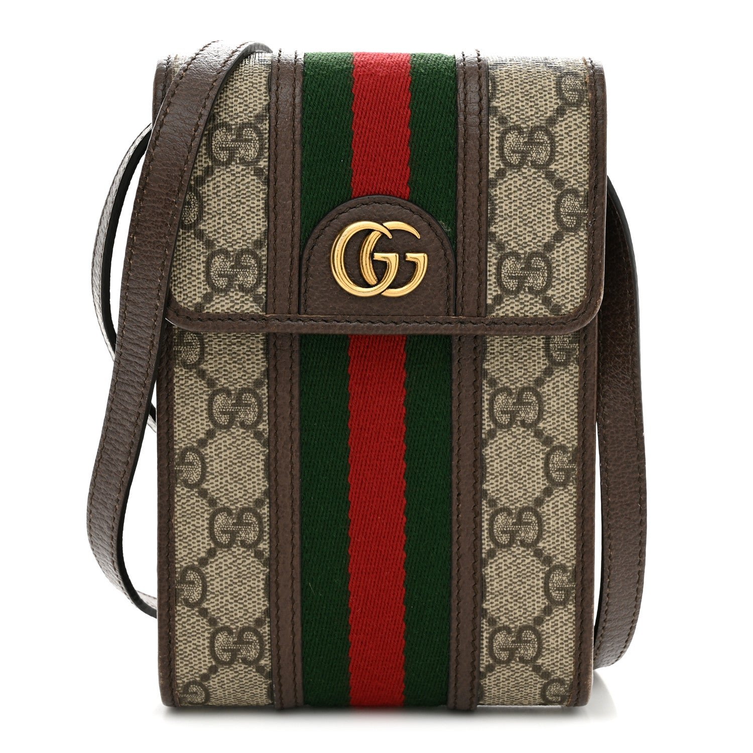 Gucci GG Supreme Monogram Web Mini Ophidia Crossbody Bag Beige New Acero Acero
