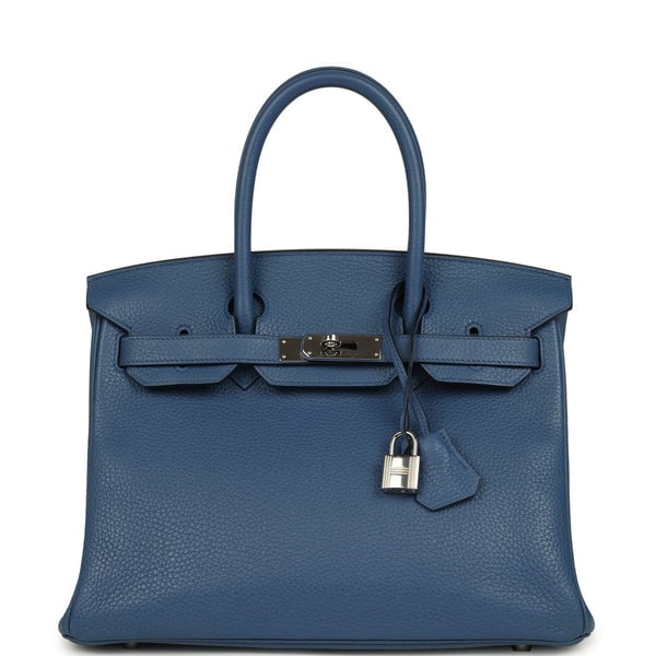 Hermes Pre-owned Hermes Birkin 30 Bleu Agate Clemence Palladium Hardware