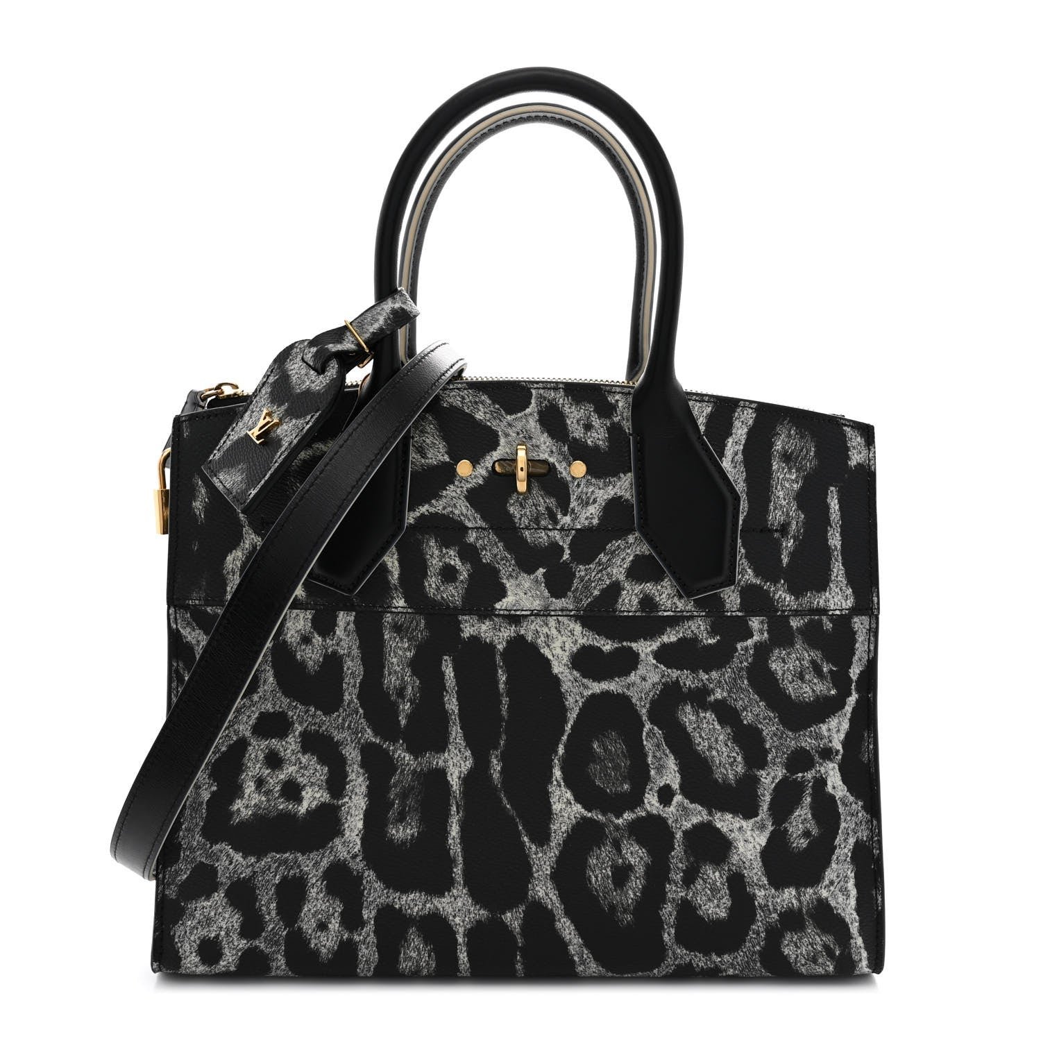 Louis Vuitton Canvas Calfskin Wild Animal Print City Steamer MM Black