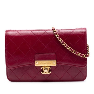 Goat Leather Stitched Goatskin Golden CC Wallet On Chain