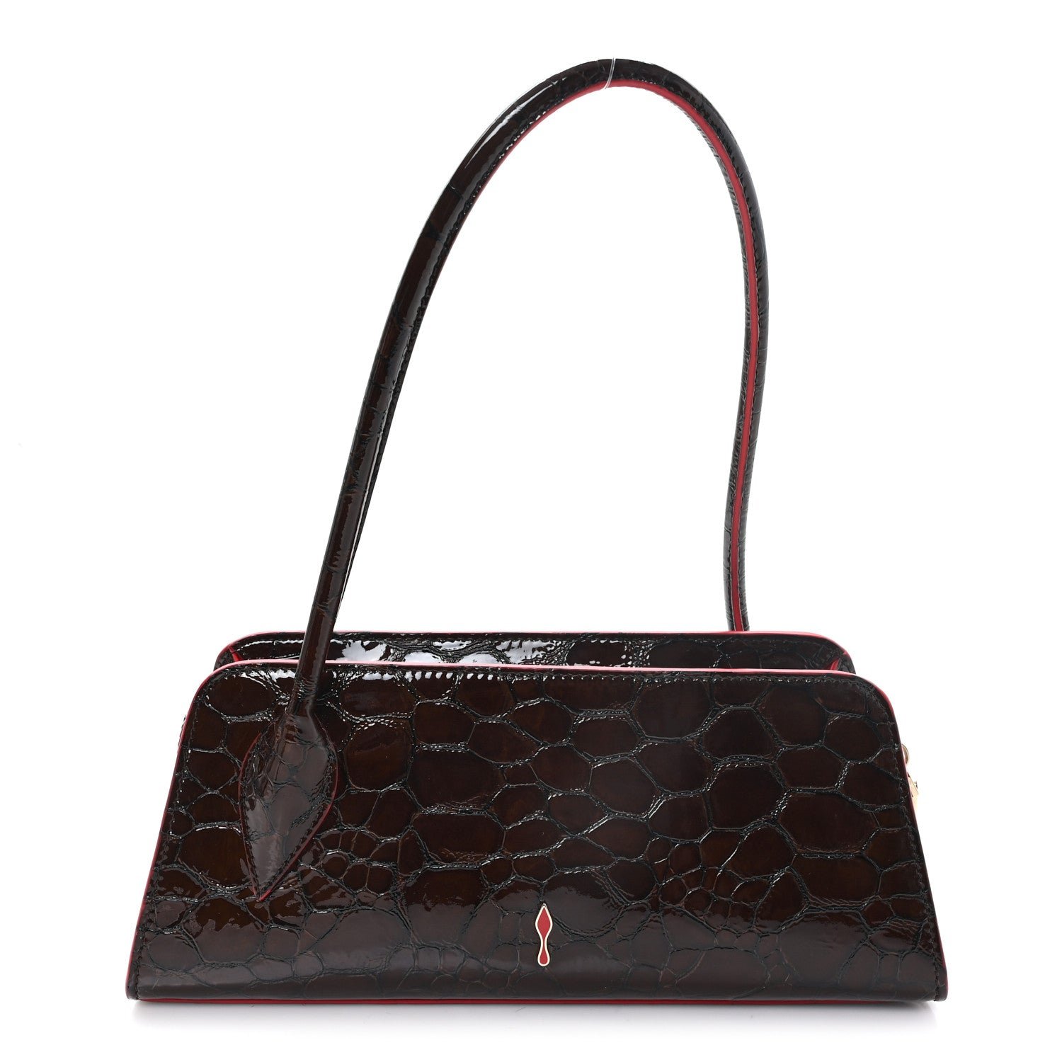 Christian Louboutin Calfskin Crocodile Embossed Pony Hair Leopard Print Eloise Top Handle Bag Brown