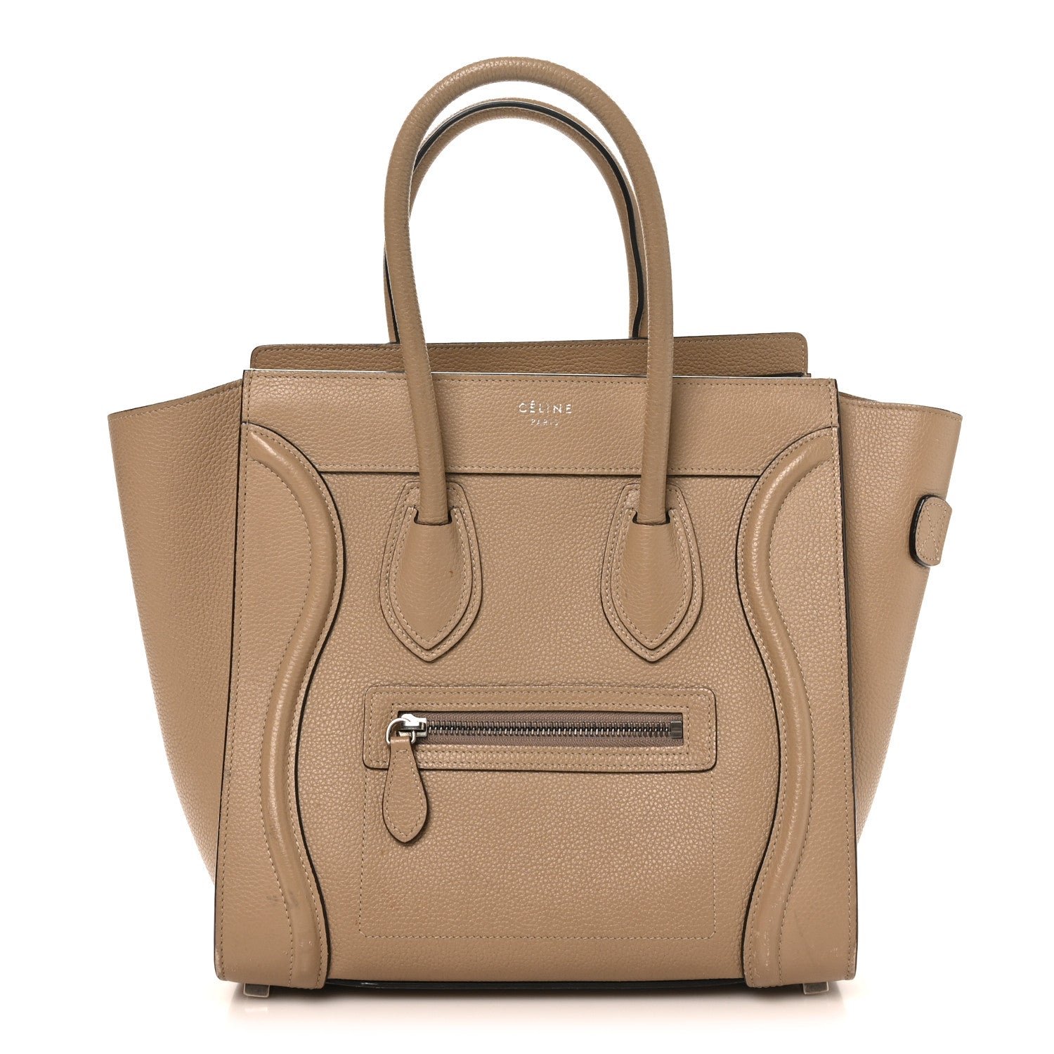 Celine Drummed Calfskin Micro Luggage Dune